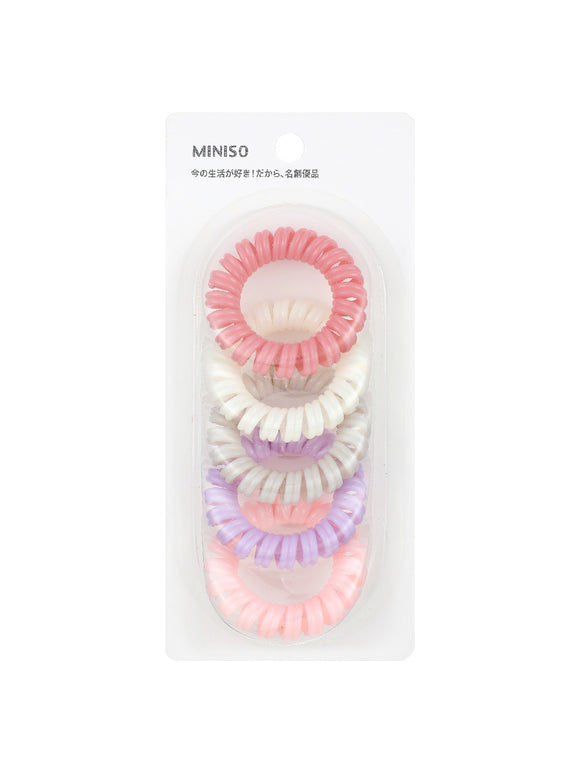 MINISO 4.5 COLORED SPIRAL HAIR TIES (5PCS) 2007225410100 HAIR TIE