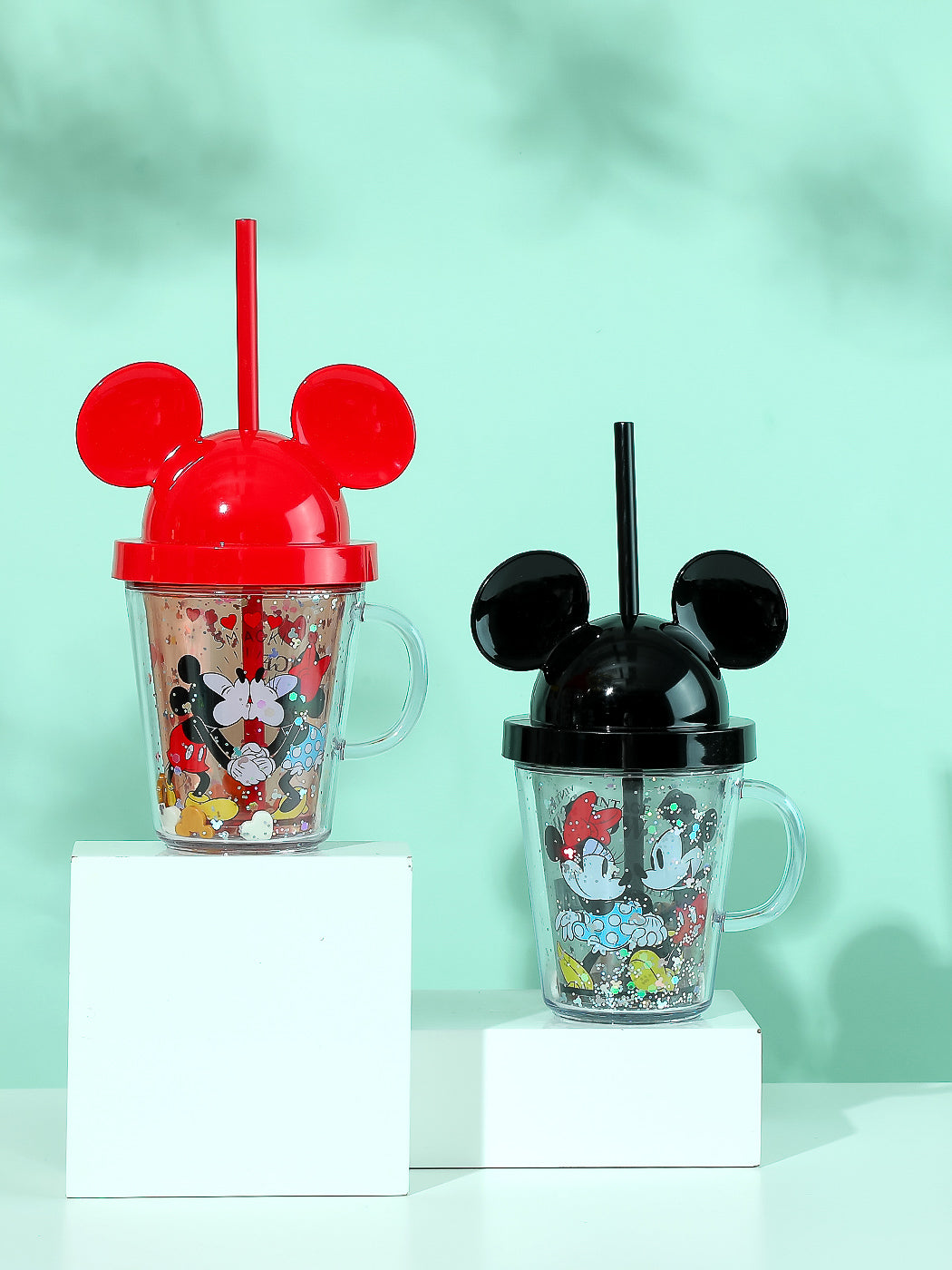 MINISO MICKEY MOUSE COLLECTION STRAW MUG WITH LID 280ML 2008484210104 PLASTIC WATER BOTTLE-2