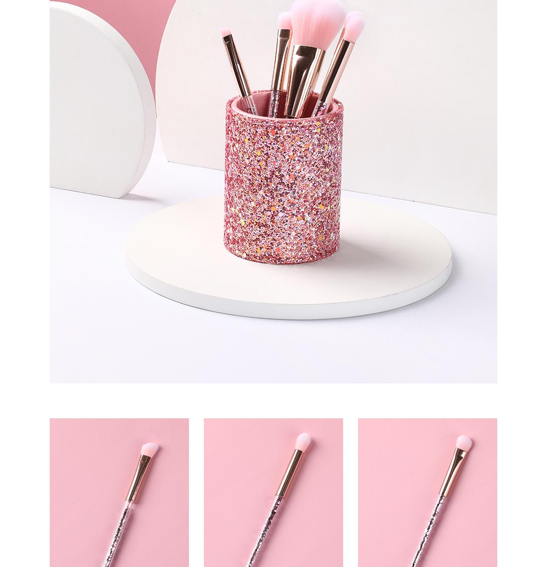 MINISO SPARKLINDG STARS MAKEUP BRUSH SET IN CYLINER BOX ( 6PCS ) ( PINK ) 2008743012104 MAKEUP BRUSH
