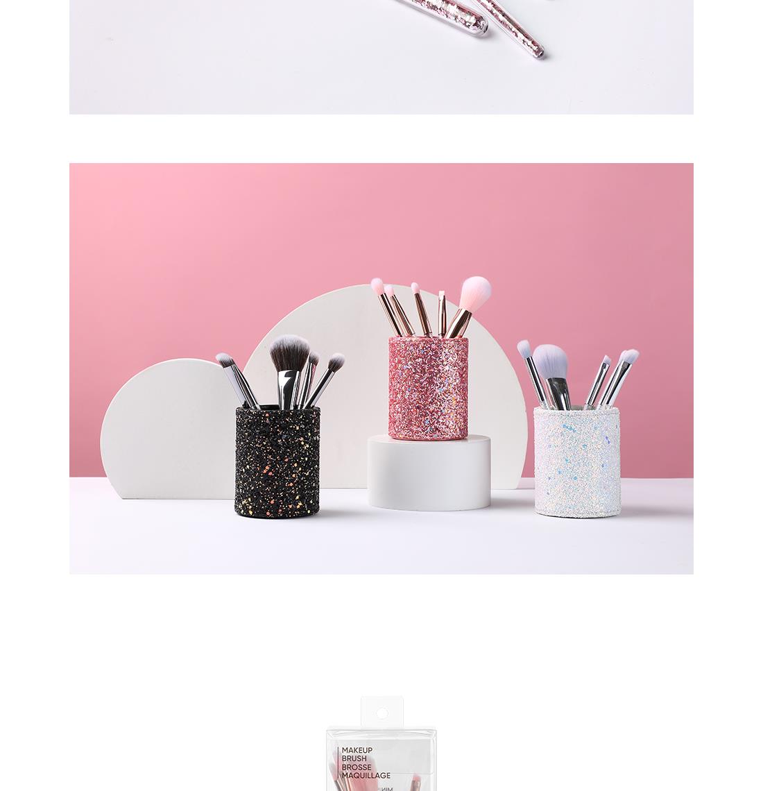 MINISO SPARKLINDG STARS MAKEUP BRUSH SET IN CYLINER BOX ( 6PCS ) ( PINK ) 2008743012104 MAKEUP BRUSH