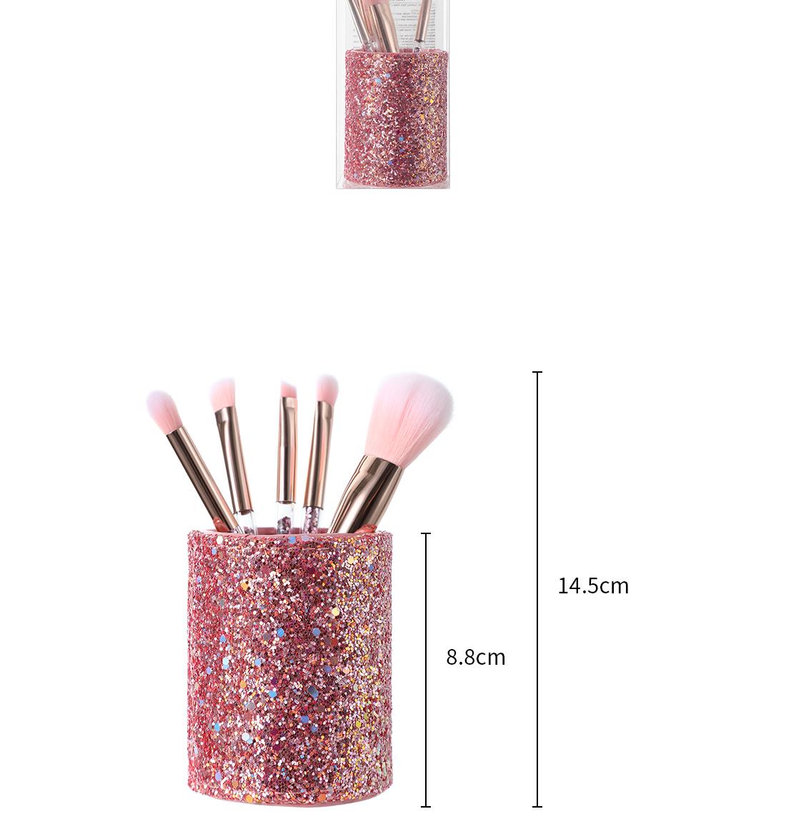 MINISO SPARKLINDG STARS MAKEUP BRUSH SET IN CYLINER BOX ( 6PCS ) ( PINK ) 2008743012104 MAKEUP BRUSH