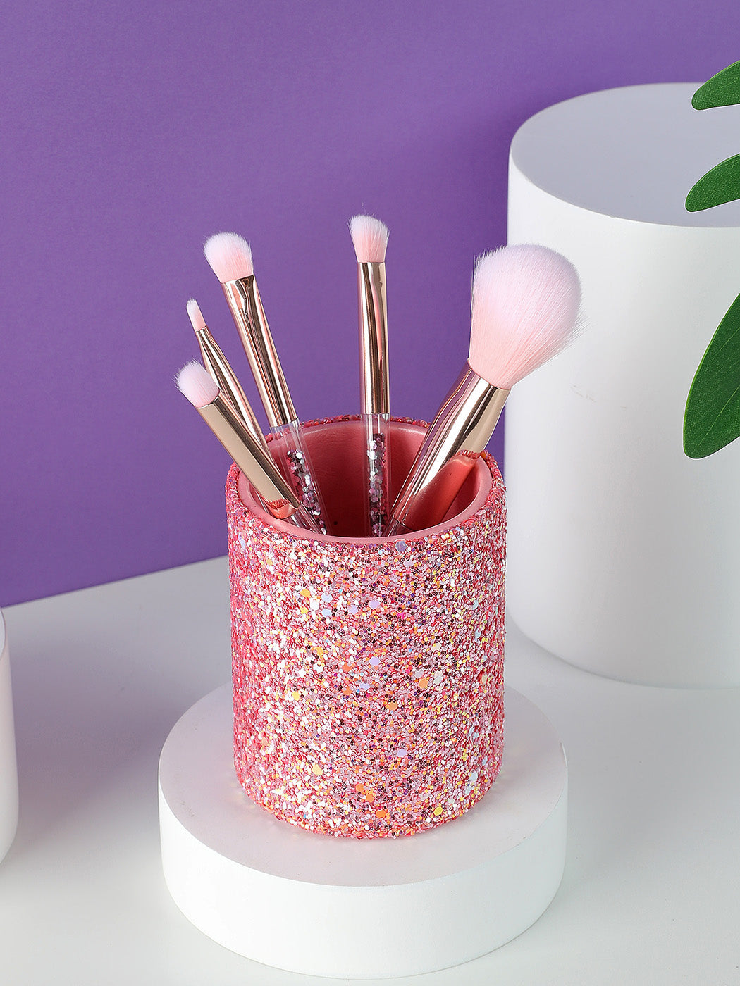 MINISO SPARKLINDG STARS MAKEUP BRUSH SET IN CYLINER BOX ( 6PCS ) ( PINK ) 2008743012104 MAKEUP BRUSH