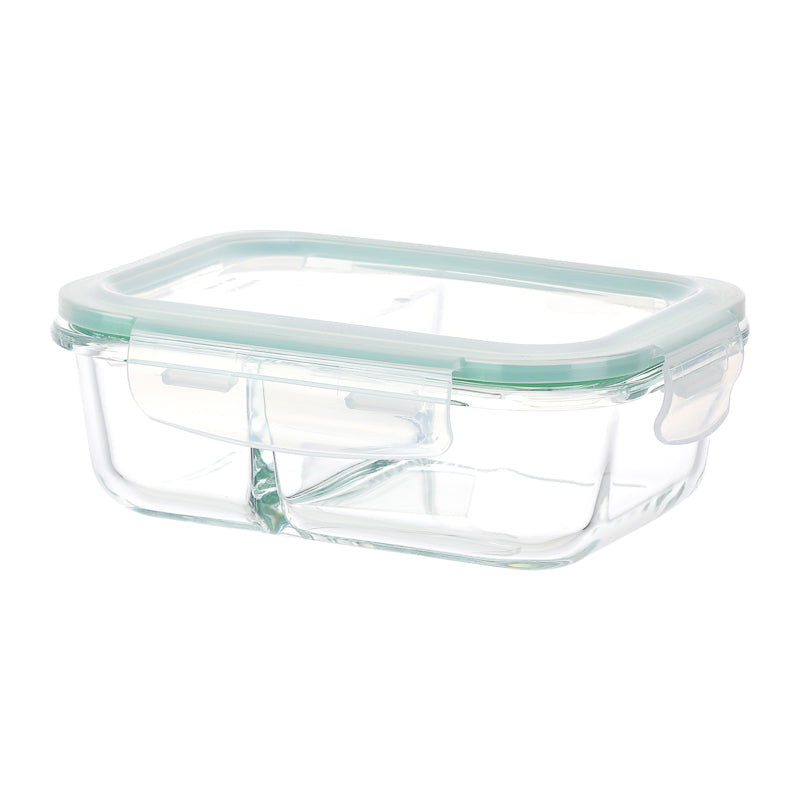 MINISO HIGH BOROSILICATE GLASS FOOD CONTAINER WITH TWO GRIDS 800ML ( WHITE ) 2010144010108 FOOD CONTAINER