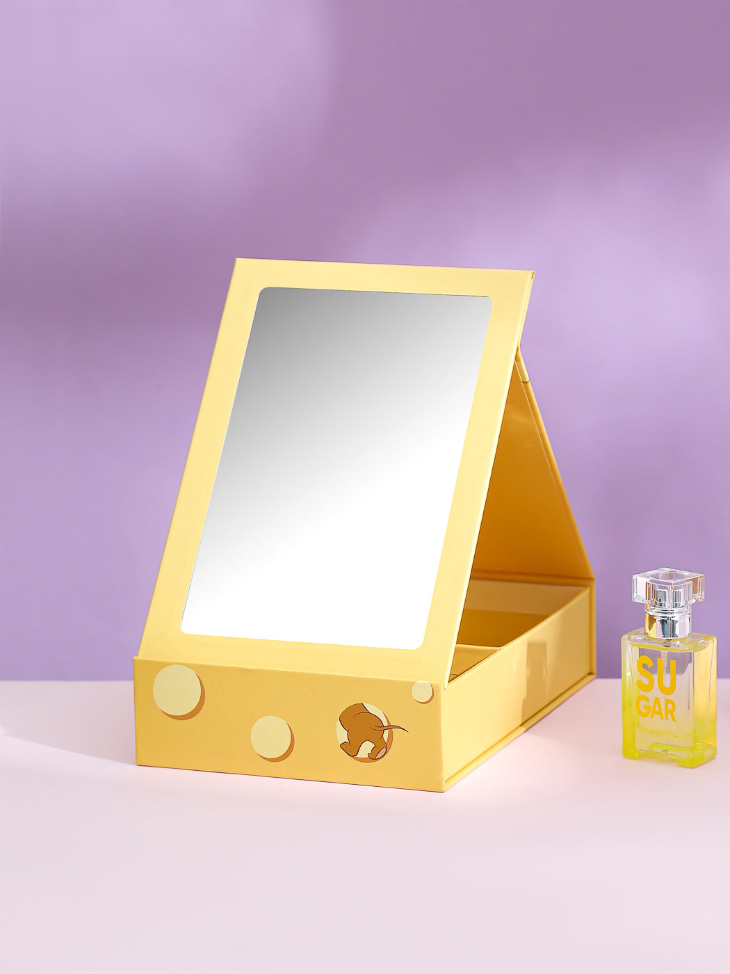 MINISO TOM & JERRY I LOVE CHEESE COLLECTION FOLDABLE VANITY MIRROR (YELLOW) 2010216510109 TABLE MIRROR