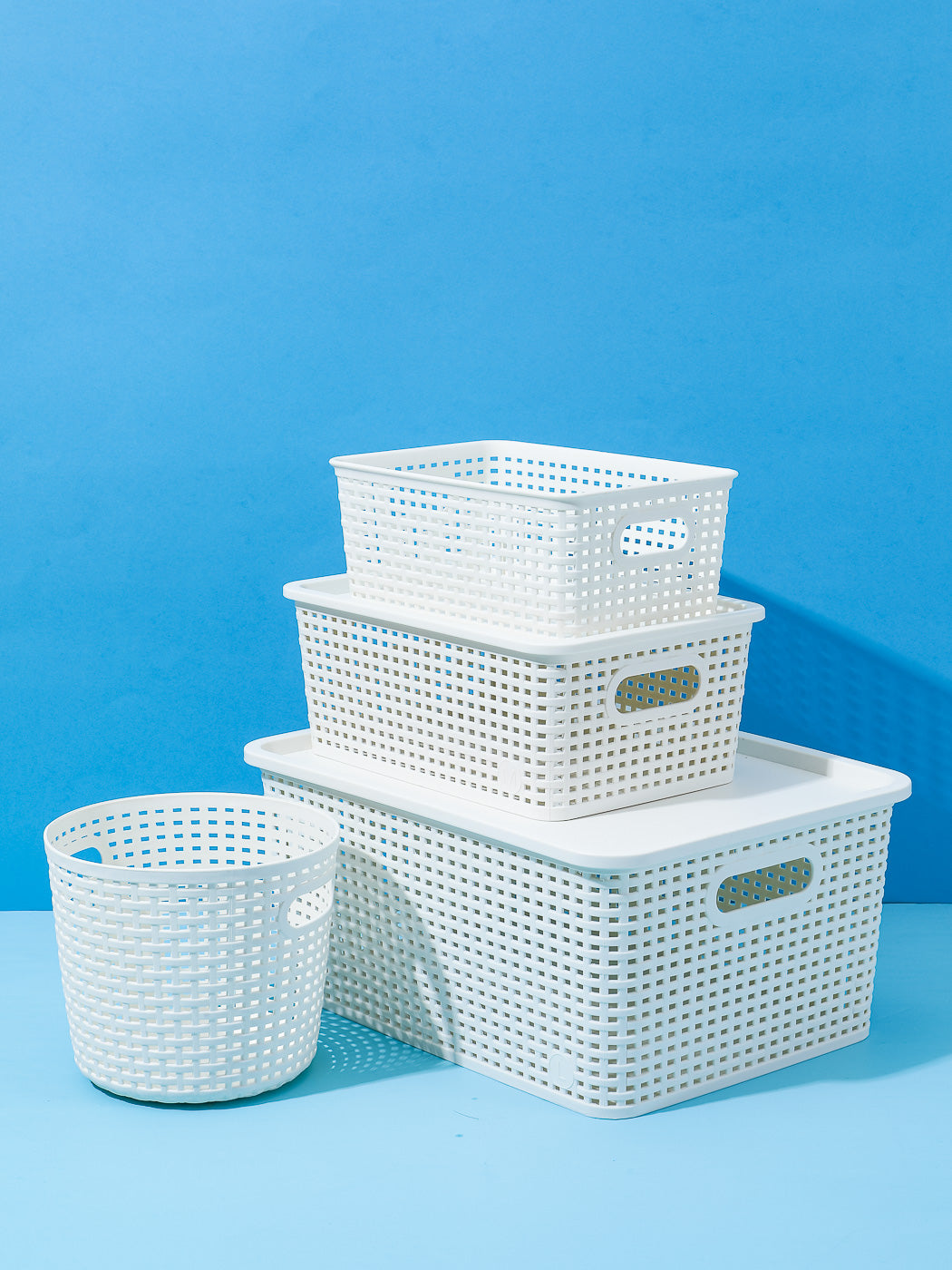 MINISO PLAID STORAGE BASKET WITH COVER ( L ) 2010358910102 SUNDRIES STORAGE