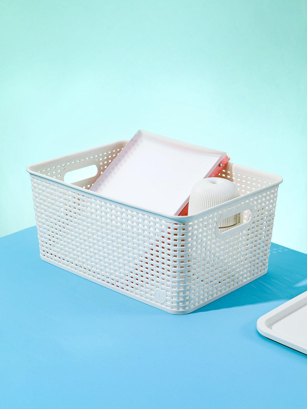 MINISO PLAID STORAGE BASKET WITH COVER ( L ) 2010358910102 SUNDRIES STORAGE