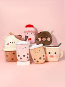 MINISO BEVERAGES SERIES PILLOW LITTLE BEAR MILK TEA WITH STRAW(PINK) 2011368511105 CARTOON PILLOW-3