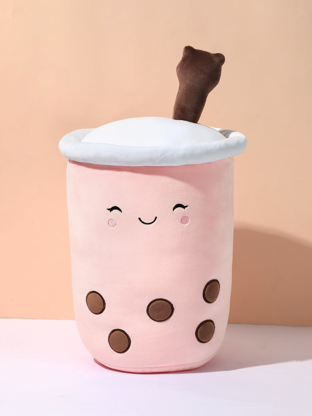 MINISO BEVERAGES SERIES PILLOW LITTLE BEAR MILK TEA WITH STRAW(PINK) 2011368511105 CARTOON PILLOW