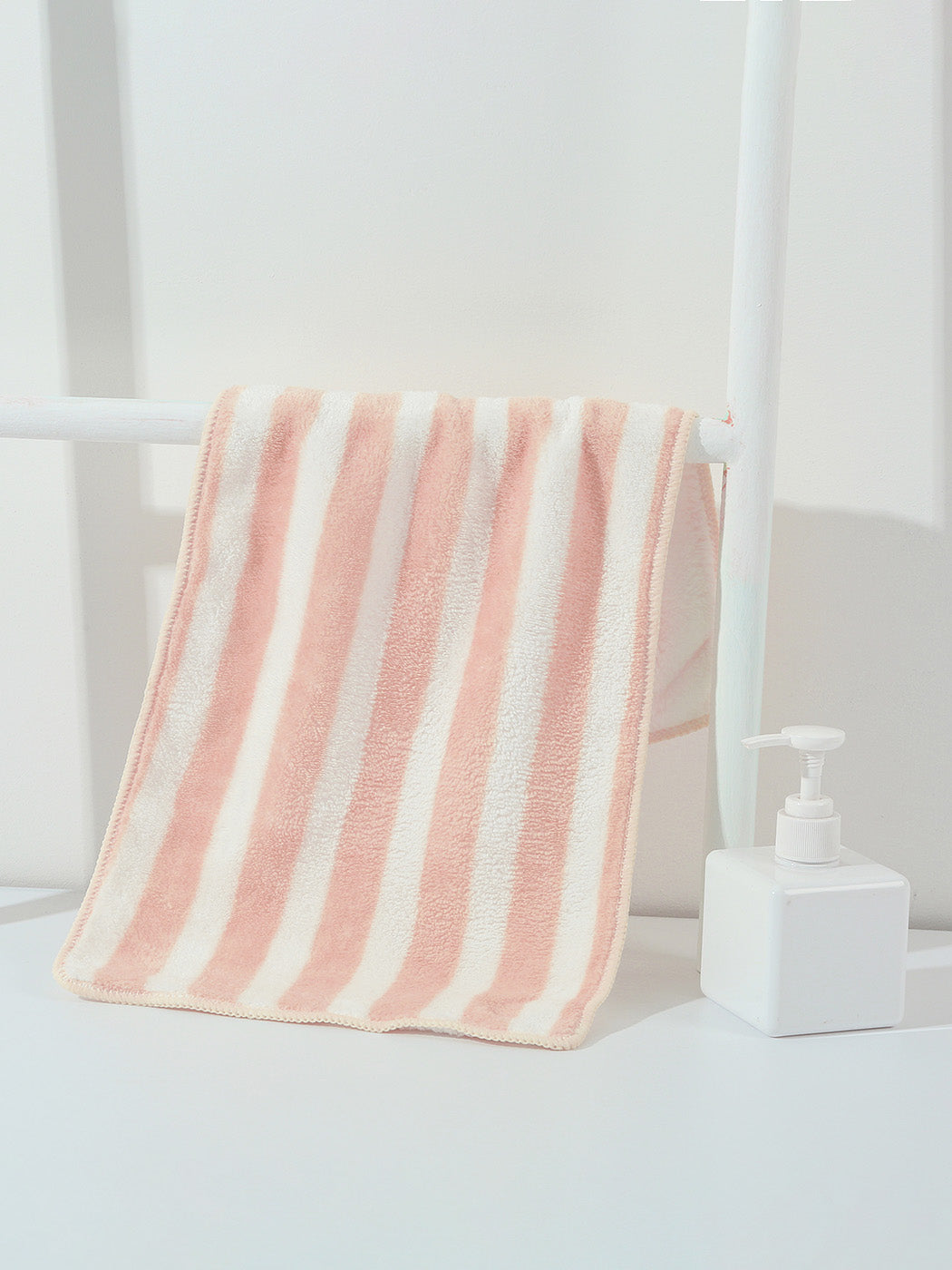 MINISO STRIPED CORAL FLEECE FACE TOWEL FOR KIDS (PINK) 2011443910106 TOWEL
