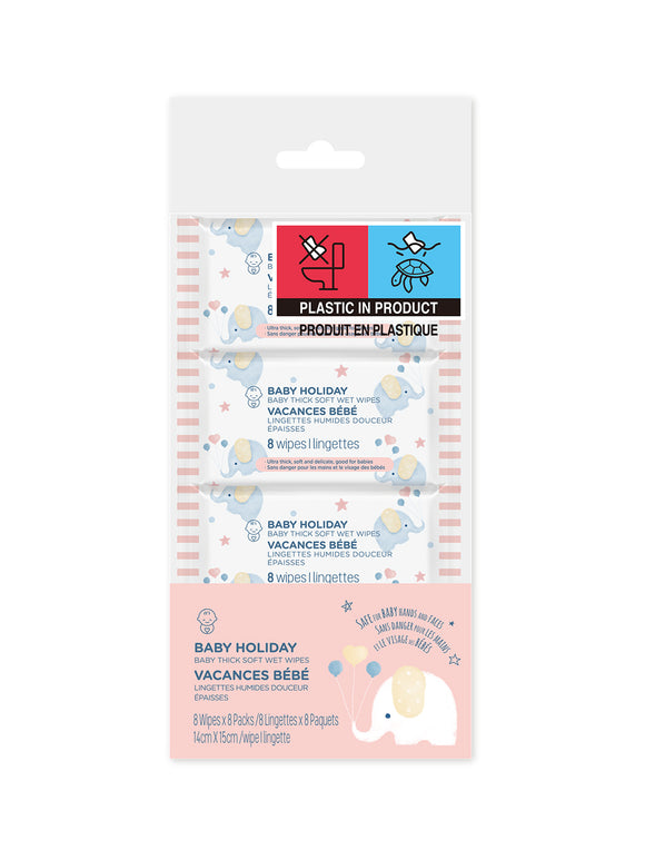 MINISO BABY HOLIDAY BABY THICK SOFT WET WIPES ( 8 WIPES×8 PACKS ) 2011595110102 WET WIPES