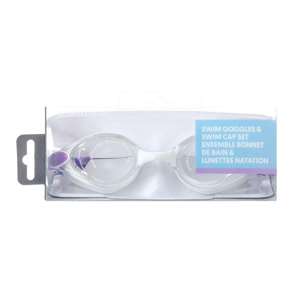 MINISO ADULTS' FASHIONABLE CONTRAST COLOR SWIM GOGGLES & SWIM CAP SET 2011769310109 SWIMMING