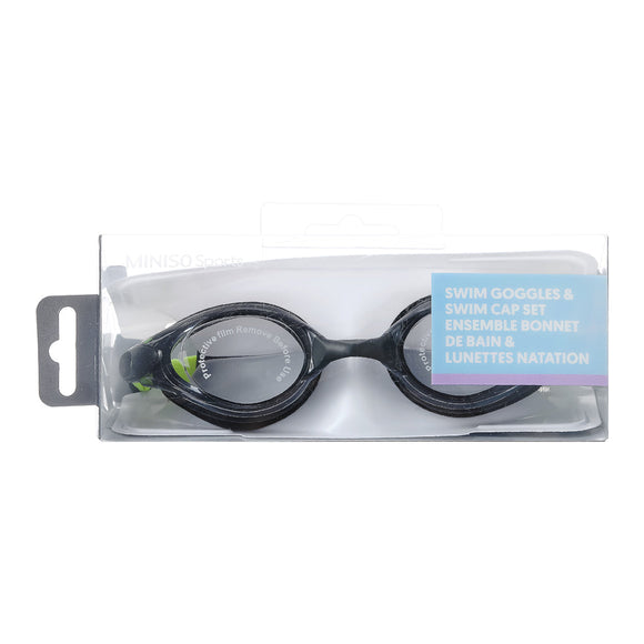 MINISO ADULTS' FASHIONABLE CONTRAST COLOR SWIM GOGGLES & SWIM CAP SET 2011769310109 SWIMMING
