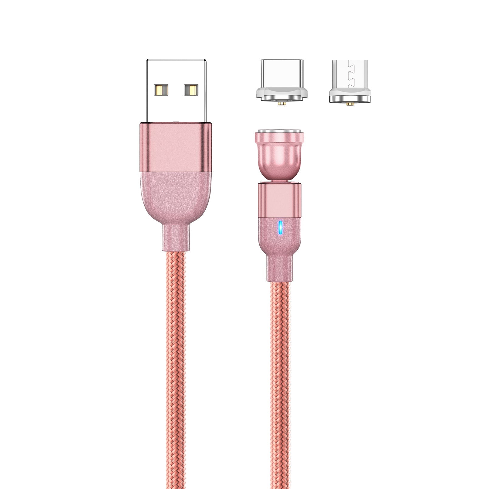 MINISO 2 IN 1 MAGNETIC CHARGING CABLE, 540° ROTATION(ROSE GOLD) 2011821412109 TYPE-C CHARGING CABLE
