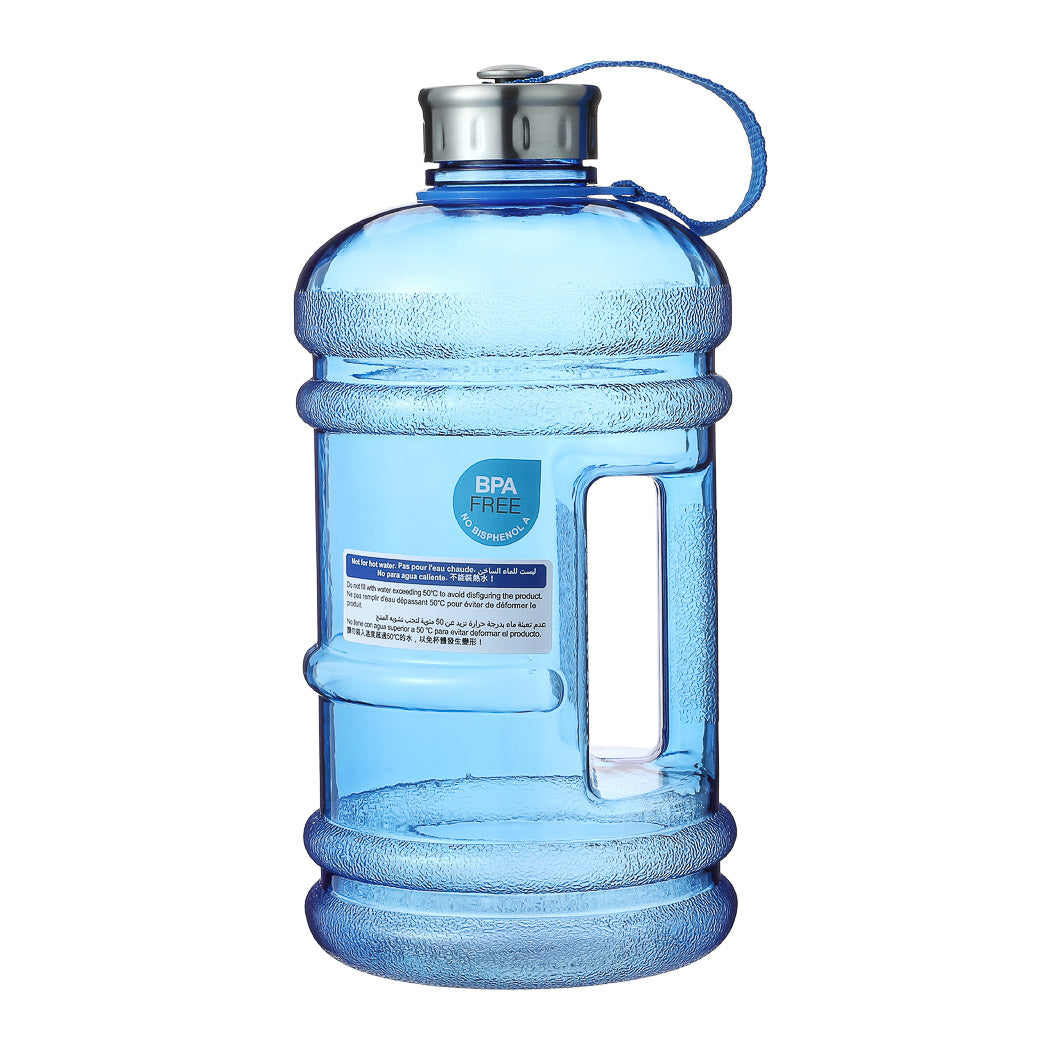 MINISO LARGE CAPACITY PLASTIC COOL WATER BOTTLE WITH HANDLE AND STRAP FOR SPORTS, 2.2 L(BLUE) 2011824010104 PLASTIC WATER BOTTLE