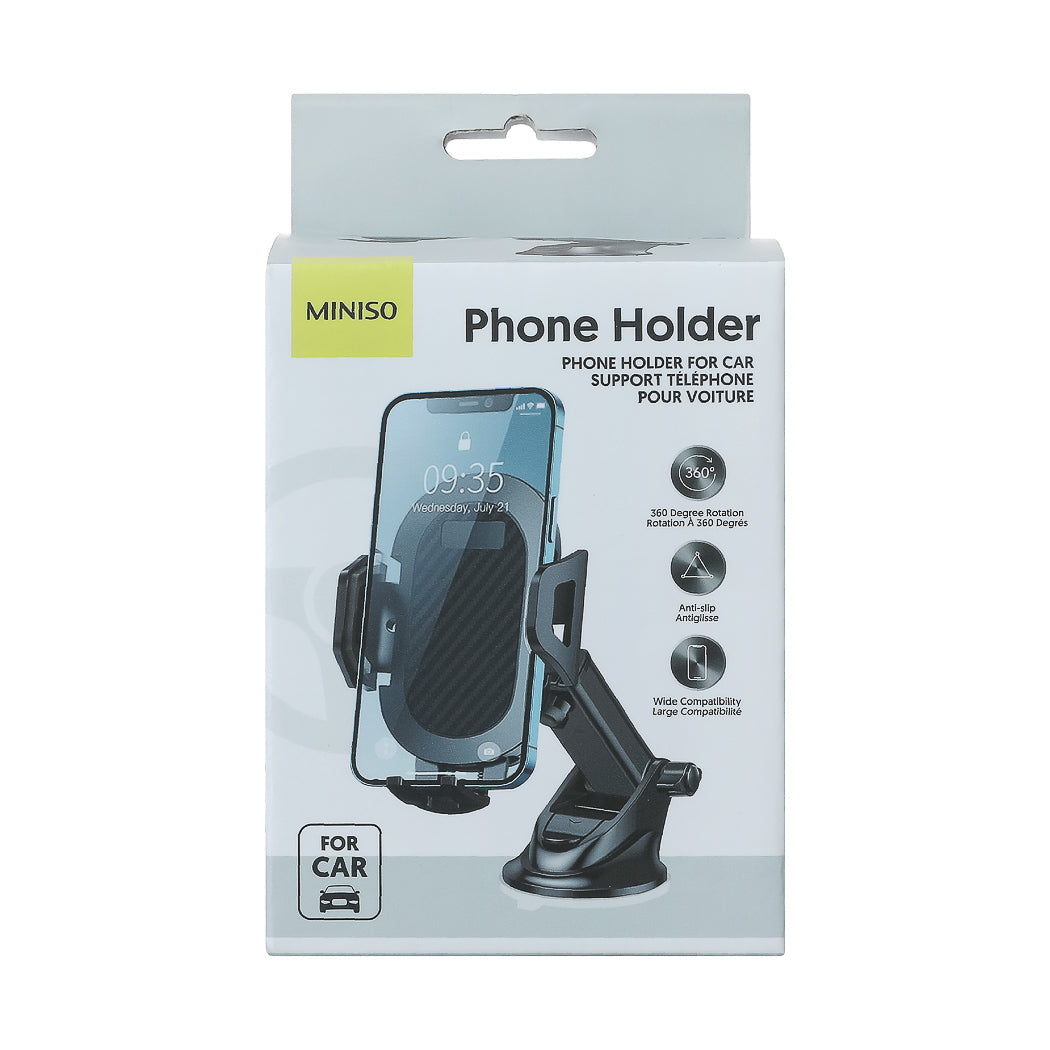 MINISO PHONE HOLDER WITH SUCTION CUP FOR CAR (BLACK) 2011851710107 CELLPHONE HOLDER