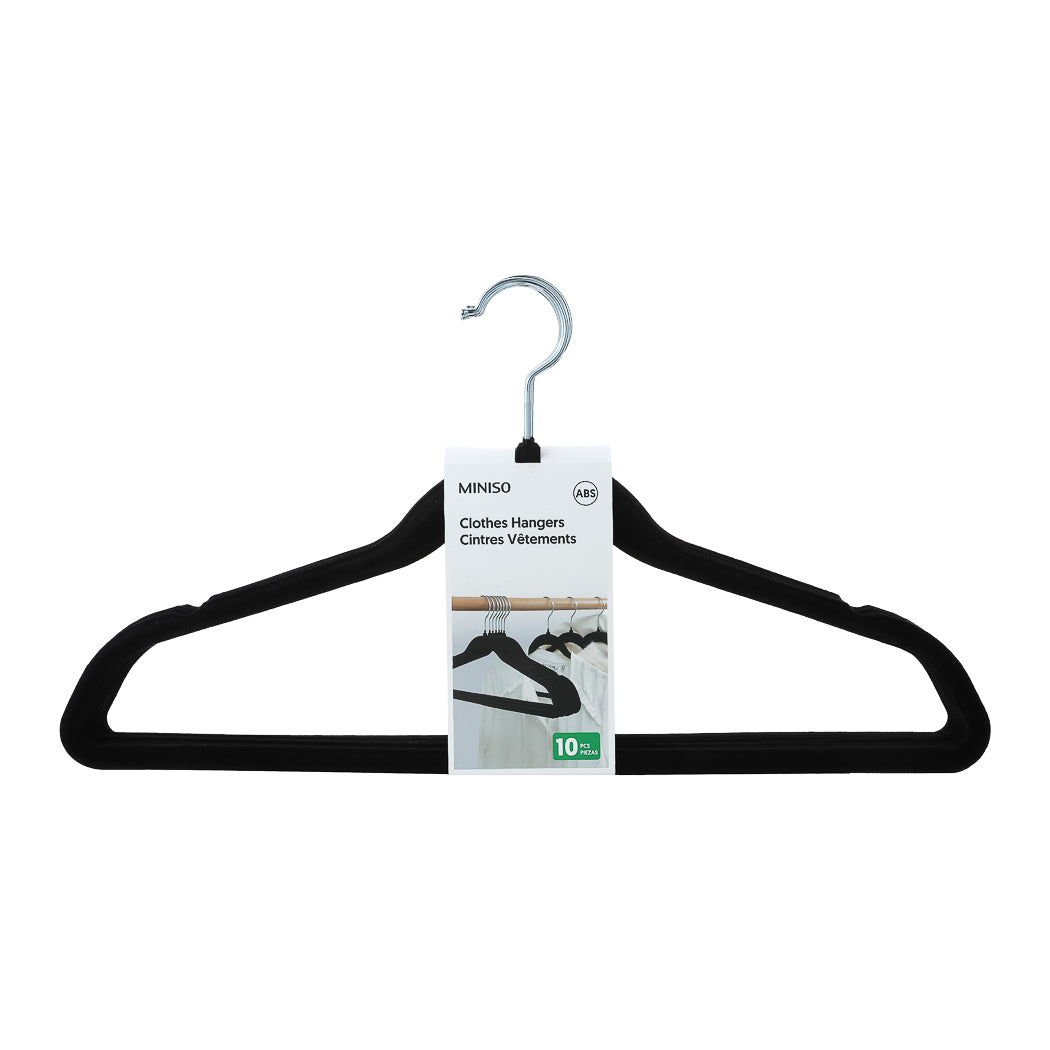 MINISO ANTI-SLIP FLOCKING CLOTHES HANGERS (10 PCS) (BLACK) 2011982310108 CLOTHES HANGERS