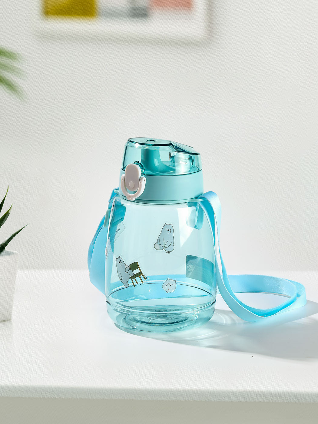 MINISO WE BARE BEARS COLLECTION 4.0 COOL WATER BOTTLE WITH SHOULDER STRAP - 1300ML (ICE BEAR) 2012257110102 PLASTIC WATER BOTTLE