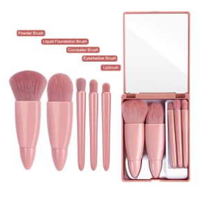 MINISO PORTABLE MAKEUP BRUSHES SET WITH MIRROR BOX (5 PCS) 2012346710107 MAKEUP BRUSH