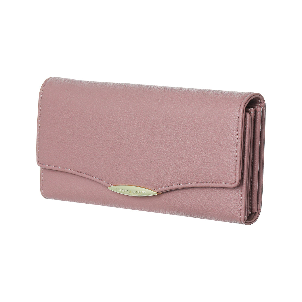 MINISO WOMEN'S LONG TRIFOLD WALLET WITH CURVED DESIGN(PINK) 2012434711108 WOMEN'S WALLET