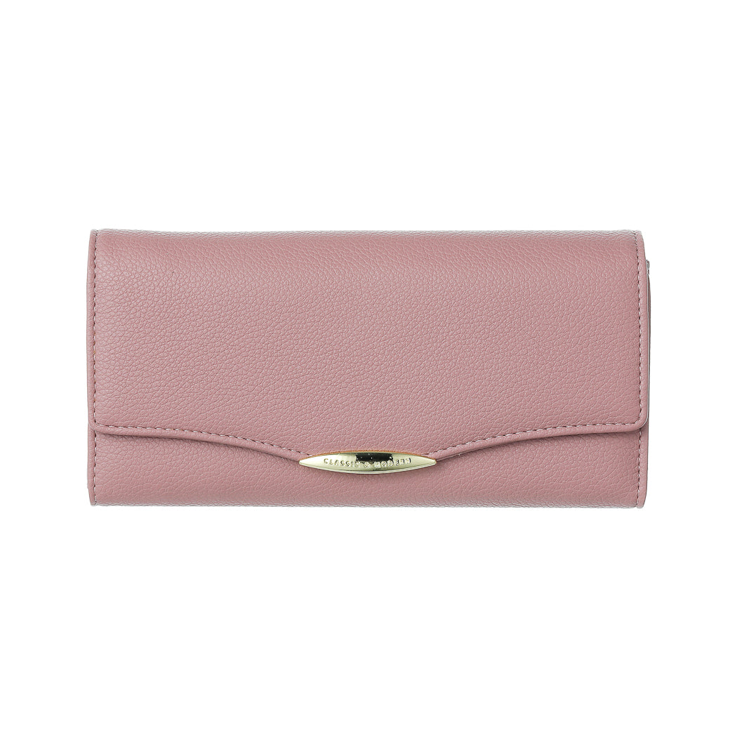 MINISO WOMEN'S LONG TRIFOLD WALLET WITH CURVED DESIGN(PINK) 2012434711108 WOMEN'S WALLET