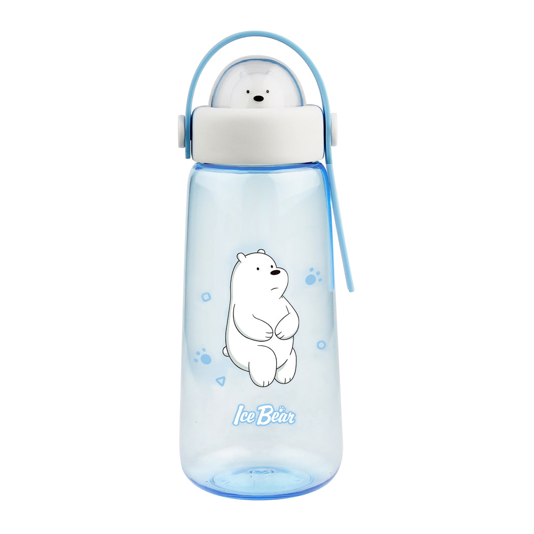 MINISO WE BARE BEARS COLLECTION PLASTIC COOL WATER BOTTLE WITH DECORATION (600ML) (ICE BEAR) 2013170810100 PLASTIC WATER BOTTLE