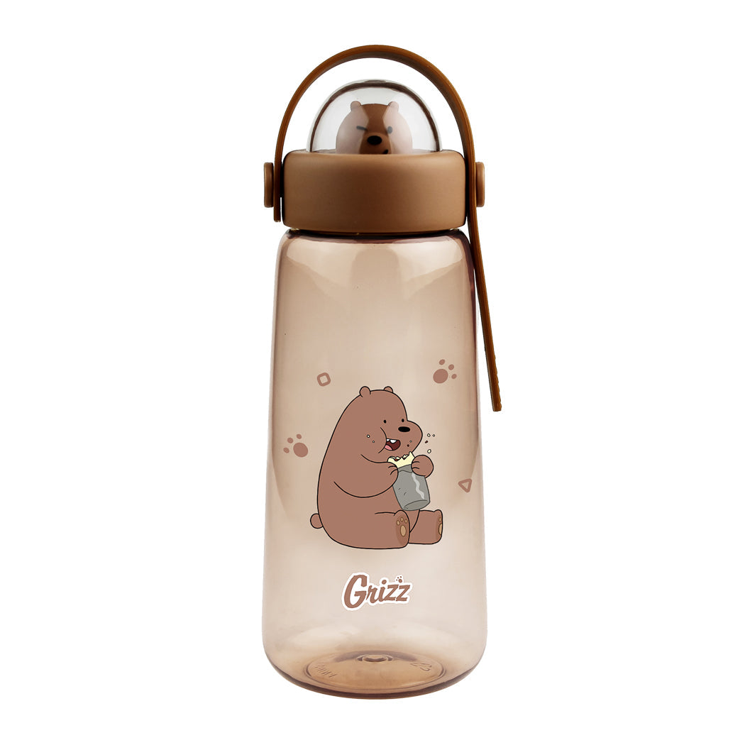MINISO WE BARE BEARS COLLECTION PLASTIC COOL WATER BOTTLE WITH DECORATION (600ML)(GRIZZ) 2013170812104 PLASTIC WATER BOTTLE
