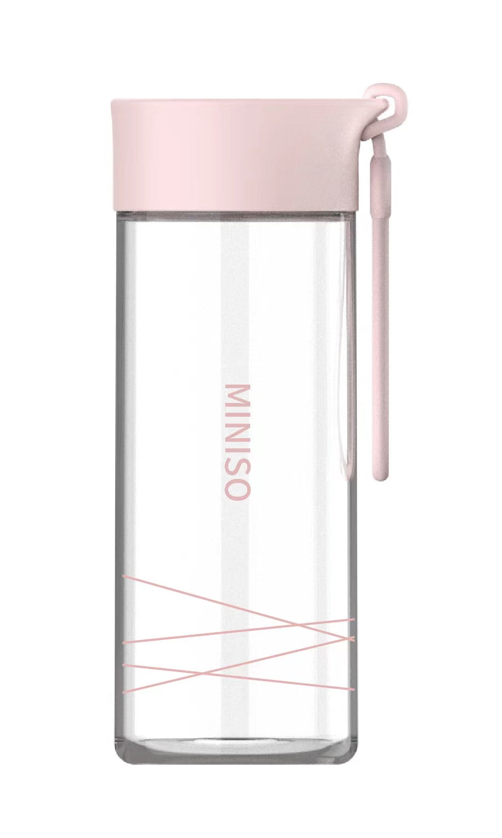 MINISO HIGH BOROSILICATE GLASS BOTTLE WITH HANDLE 300ML(PINK) 2013499411101 HIGH BOROSILICATE GLASS WATER BOTTLE