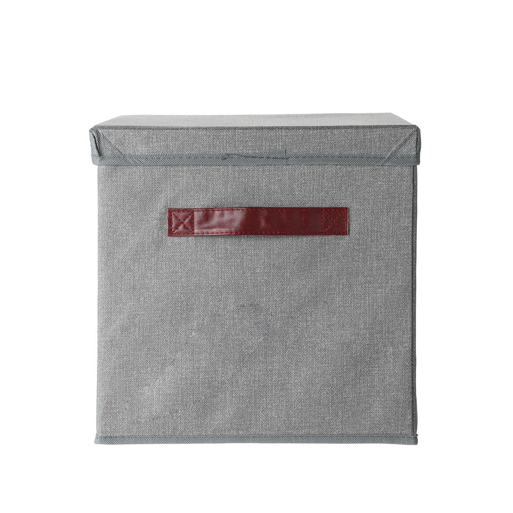 MINISO LINEN-LOOK STORAGE CUBE WITH LID ( GRAY ) 2013615211103 FABRIC ORGANIZER-3