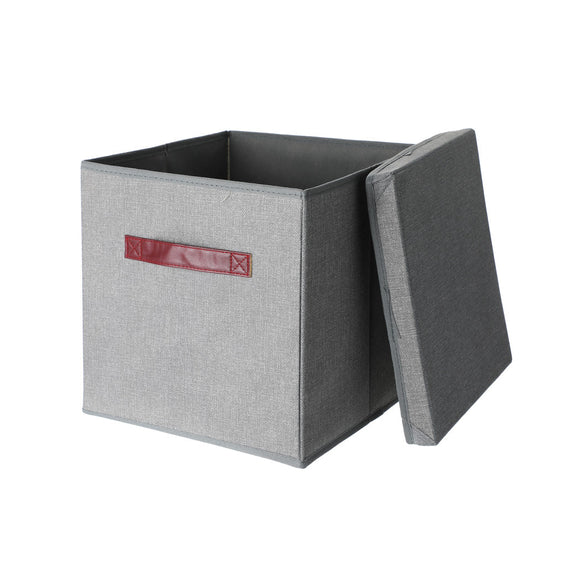 MINISO LINENLOOK STORAGE CUBE WITH LID ( GRAY ) 2013615211103 FABRIC