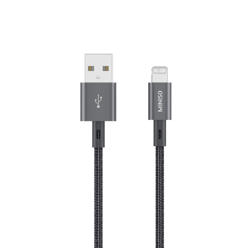 MINISO 1M BRAIDED FAST CHARGE CHARGE & SYNC CABLE WITH LIGHTNING CONNECTOR (GRAY) 2010251610109 CHARGING CABLE WITH LIGHTNING CONNECTOR