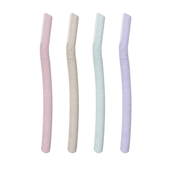 MINISO WHEAT STRAW HANDLE PRECISION EYEBROW RAZORS (4 PCS) 2011455610100 EYEBROW SHAVER