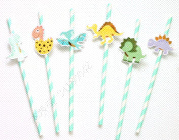 MINISO DINOSAUR GILDED PAPER STRAWS - 4 DESIGNS*2 2011555310108 FESTIVAL GIFT