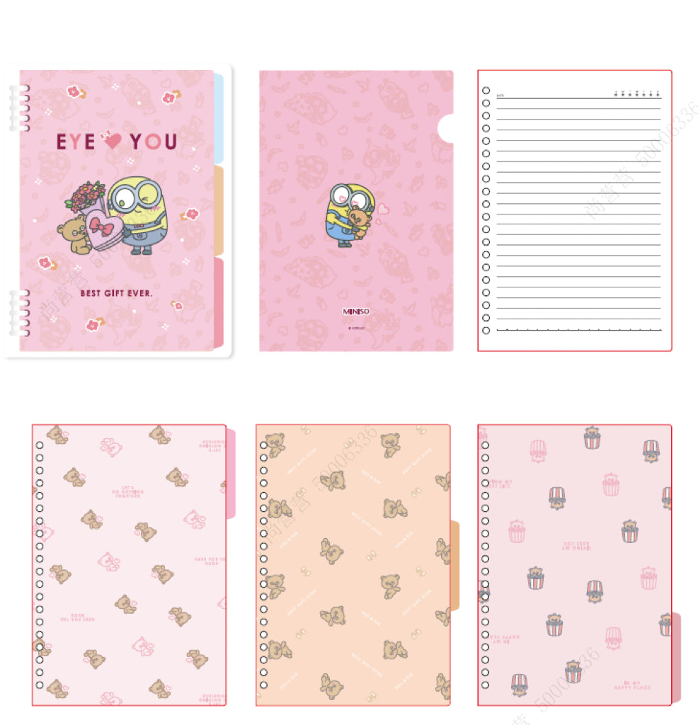 MINISO MINIONS COLLECTION B5 LOOSE-LEAF WIRE-BOUND BOOK (50 SHEETS, PINK) 2014278510107 WIREBOUND BOOK
