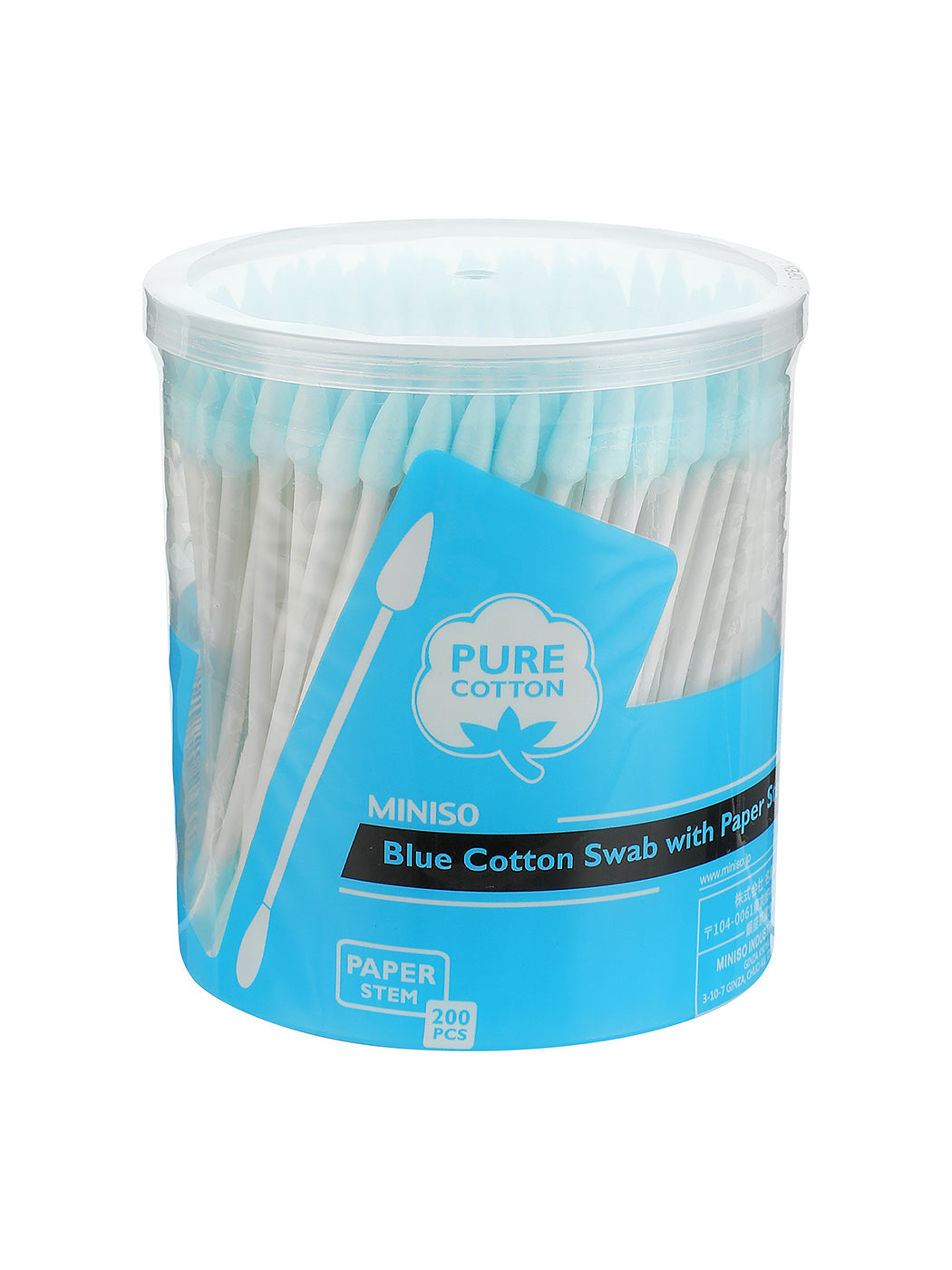 MINISO BLUE COTTON SWAB WITH PAPER STEM (200 PCS) 0200042741 COTTON SWABS