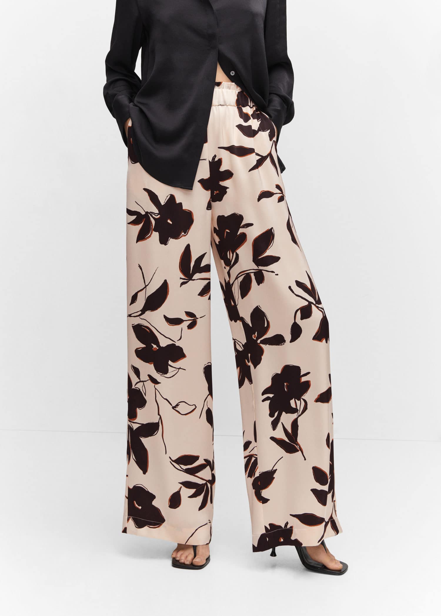 Mango elasticated waist trouser in black  ASOS