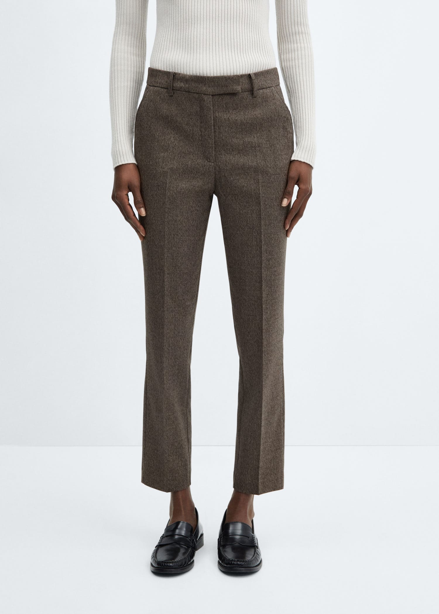MANGO Cropped Button Trousers | Endource