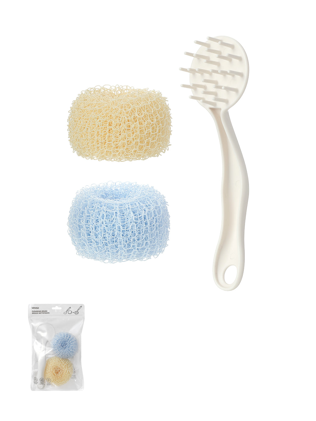 MINISO KITCHEN CLEANSING BRUSH (WITH REPLACEMENT)(PURPLE+YELLOW) 2010443110103 CLEANING PRODUCTS