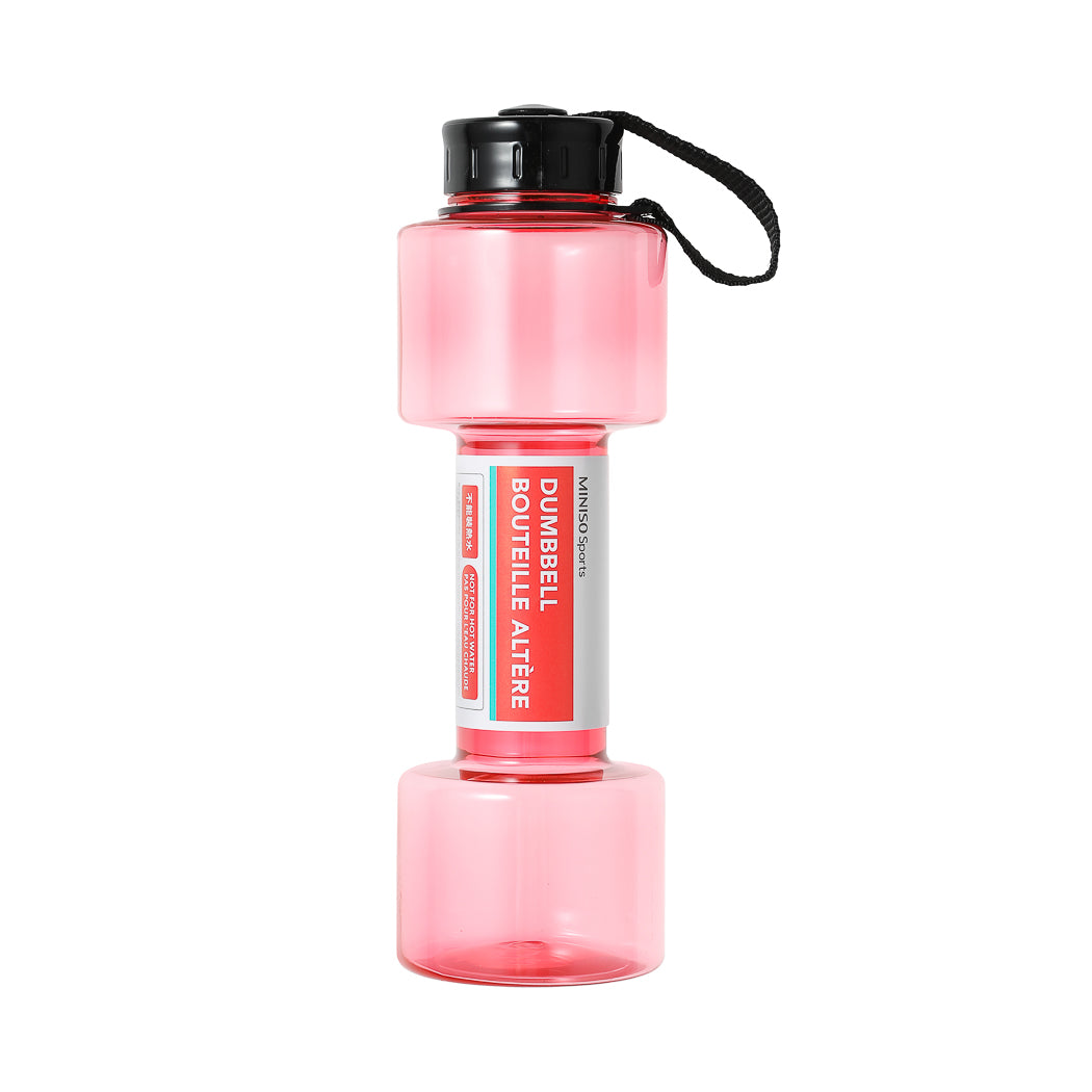 MINISO MINISO SPORTS - DUMBBELL SHAPED WATER BOTTLE 700ML(CORAL RED) 2010953912105 GLASS WATER BOTTLE-1