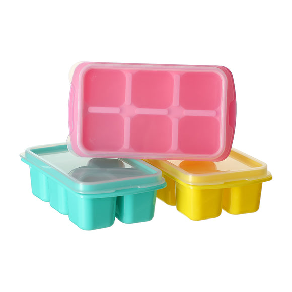 MINISO COLORFUL COMPACT 6-ICE CUBE TRAY WITH LID,3 PACK 2011445310102 ICE TRAY/ MOLD