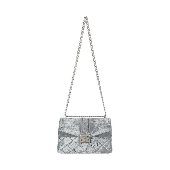 MINISO VELVET CROSSBODY BAG WITH CHAIN (GRAY) 2012300311104 CROSSBODY BAG