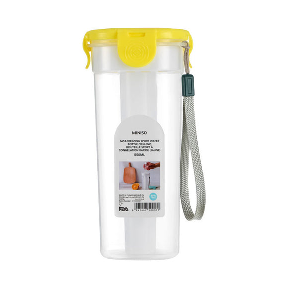 MINISO FAST-FREEZING SPORT WATER BOTTLE 550ML(YELLOW) 2008588110102 PLASTIC WATER BOTTLE
