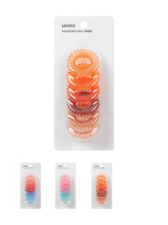 MINISO 3.5 COLORED SPIRAL HAIR TIES (6PCS) 2009806010105 HAIR TIE