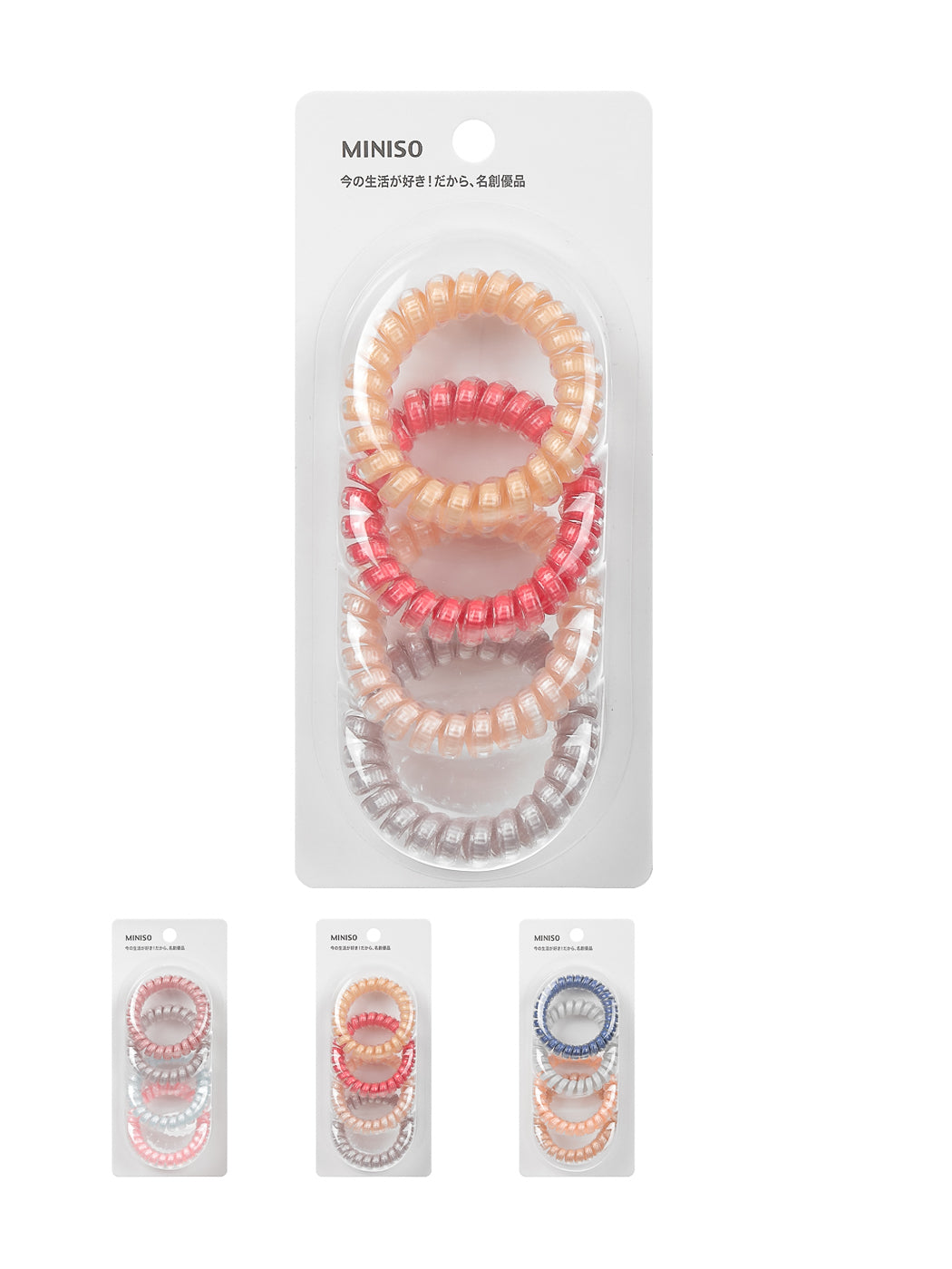 MINISO 5.0 COLORED SPIRAL HAIR TIES (4PCS) 2009806610107 HAIR TIE