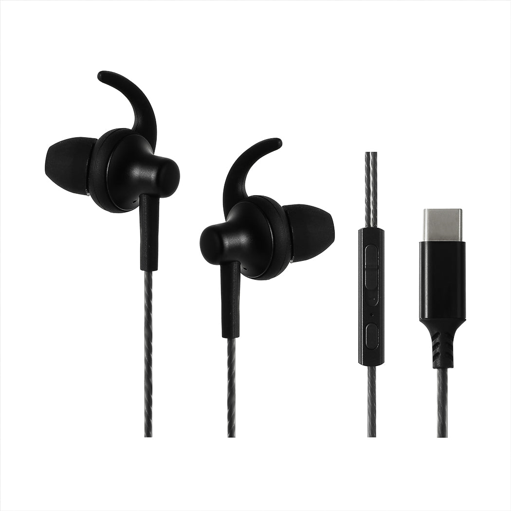 MINISO TYPE-C METAL IN-EAR EARPHONES WITH WINGS MODEL: 8447T# (BLACK) 2009887611109 EARPHONES