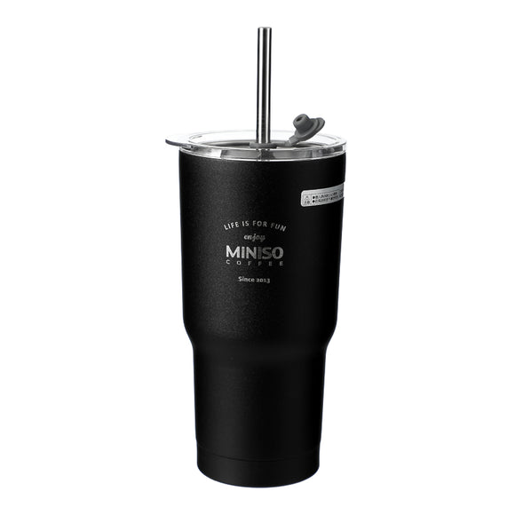 MINISO CLASSIC BLACK & WHITE SERIES-STEEL BOTTLE 580ML, BLACK 2009942810102 STEEL CUP