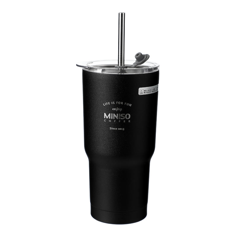 MINISO CLASSIC BLACK & WHITE SERIES-STEEL BOTTLE 580ML, BLACK 2009942810102 STEEL CUP