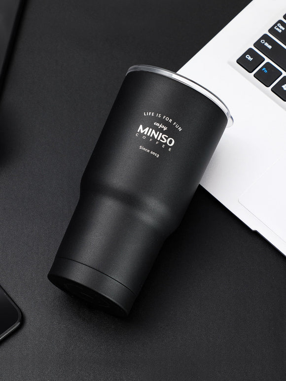 MINISO CLASSIC BLACK & WHITE SERIES-STEEL BOTTLE 580ML, BLACK 2009942810102 STEEL CUP