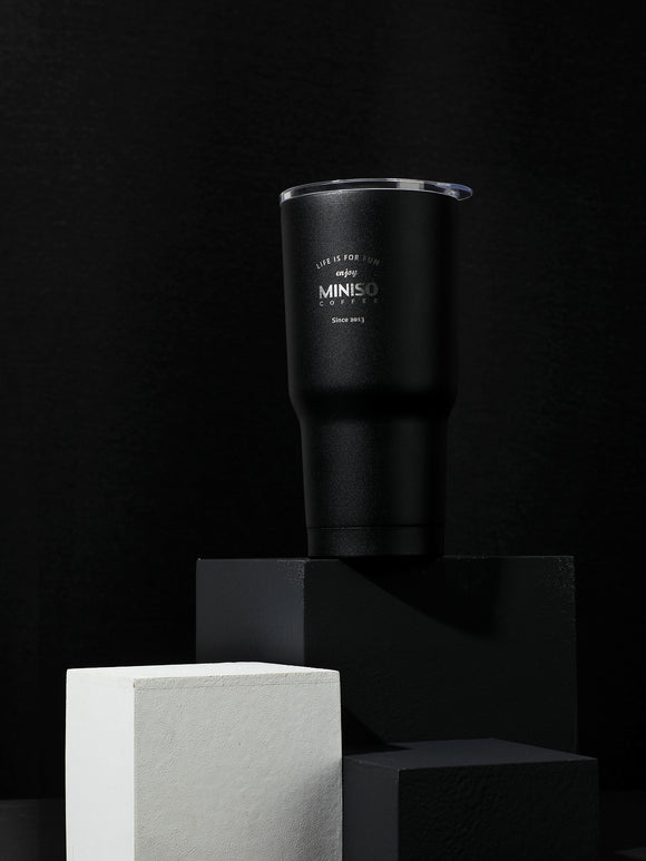 MINISO CLASSIC BLACK & WHITE SERIES-STEEL BOTTLE 580ML, BLACK 2009942810102 STEEL CUP