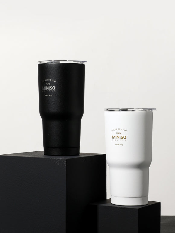 MINISO CLASSIC BLACK & WHITE SERIES-STEEL BOTTLE 580ML, BLACK 2009942810102 STEEL CUP