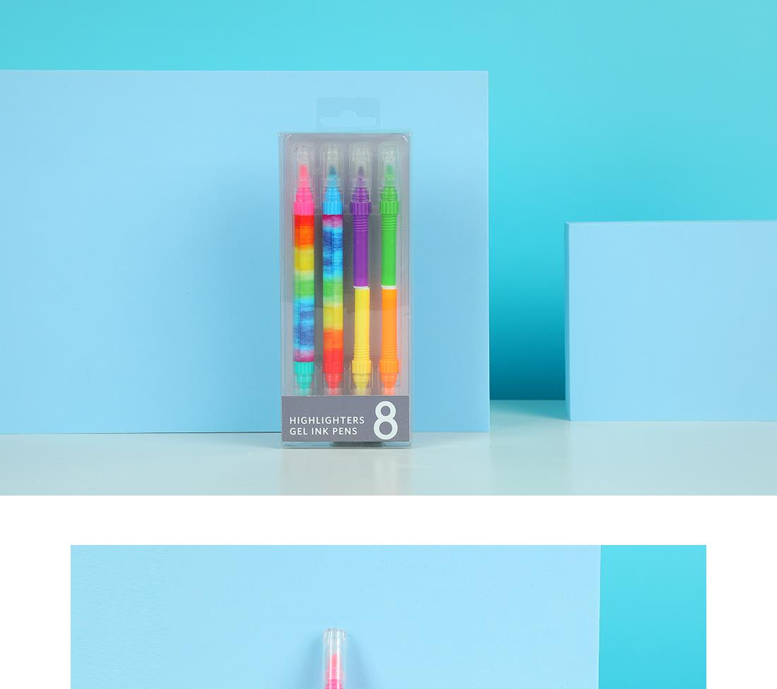 MINISO DOUBLE ENDED REFILLABLE FLUORESCENT HIGHLIGHTER (8 COLORS) 2010105910102 COLORED PENCIL